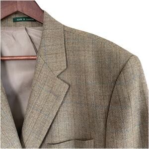 Vintage 1998 Polo Ralph Lauren Herringbone Wool Blazer Sport Coat 44L Union Made